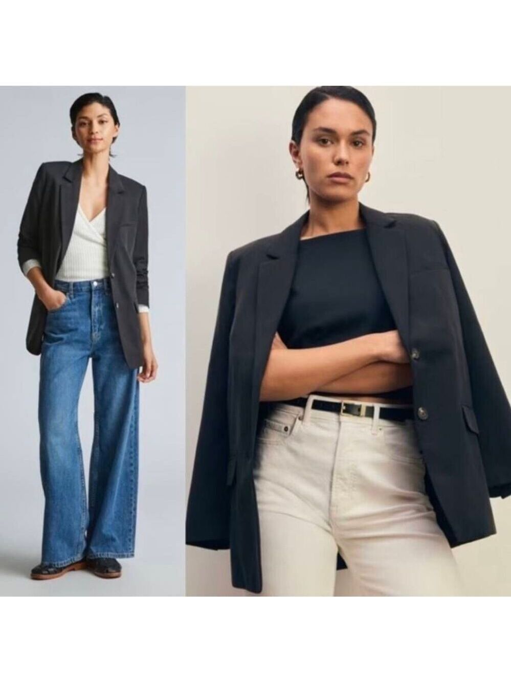 Everlane The Oversized Blazer Black Size 12 Relaxed Fit Workwear Jacket NWT